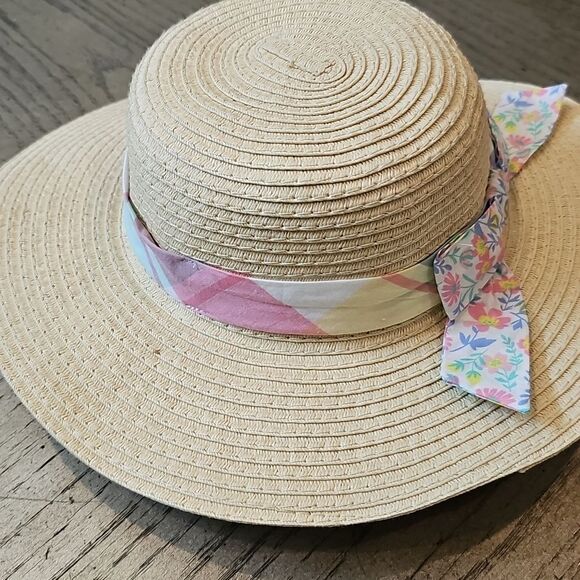 Floral Ribbon Straw Sun Hat One Size - Picture 3 of 8